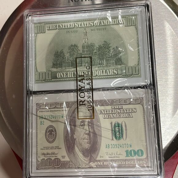 Playing Cards $100 Bill Design, all-plastic 2-decks NEW in Box - Picture 4 of 12